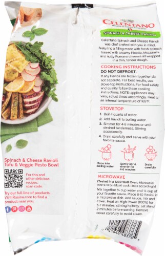 Celentano® Spinach & Cheese Ravioli Frozen Pasta Perspective: back