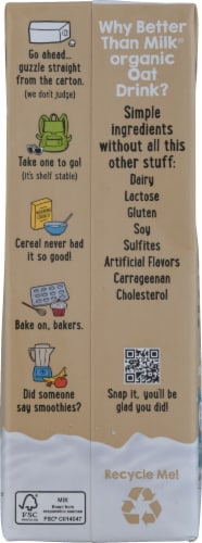 Better Than Milk® Organic Unsweetened Oat Drink Perspective: back