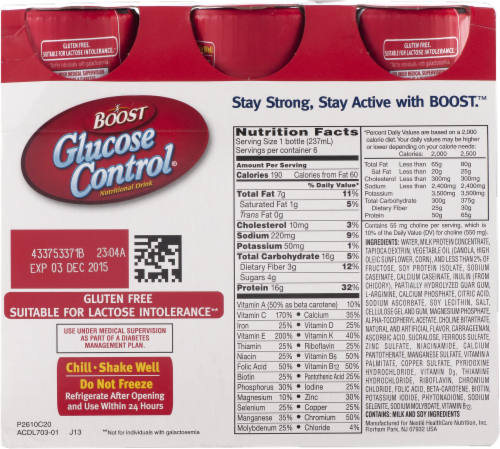 Boost Glucose Control Very Vanilla Nutritional Drinks Perspective: back