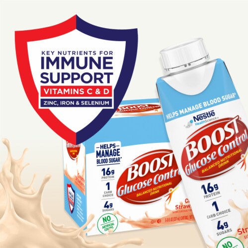 BOOST Glucose Control Ready to Drink Nutritional Drink Creamy Strawberry Perspective: back