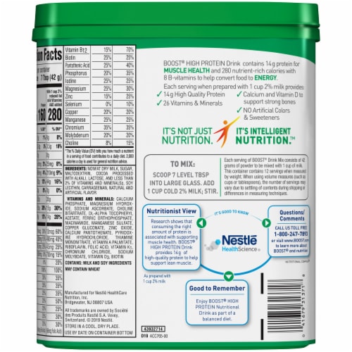 Boost® High Protein Rich Chocolate Nutritional Powder Drink Mix Perspective: back
