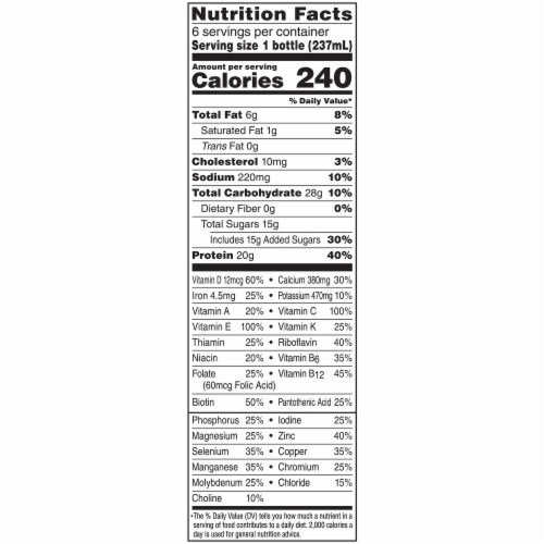 Nestle Boost High Protein Balanced Nutritional Drink Very Vanilla 8 oz Bottle 24 Ct Perspective: back