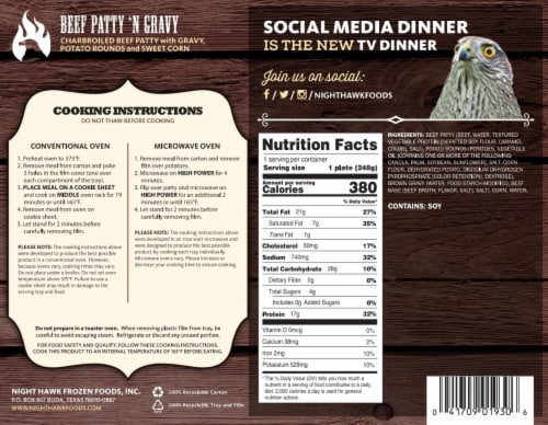 Night Hawk Beef Patty 'N Gravy Frozen Meal Perspective: back