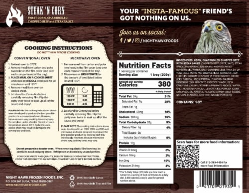 Night Hawk® Steak 'N Corn Single Serve Meal Frozen Meal Perspective: back