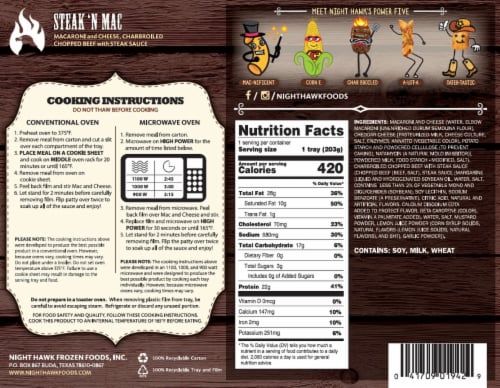 Night Hawk® Steak 'N Mac Frozen Meal Perspective: back