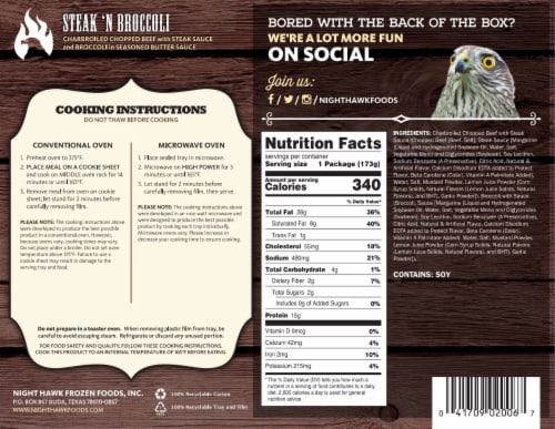 Night Hawk® Steak 'n Broccoli Frozen Meal Perspective: back