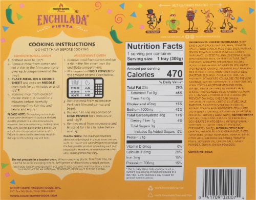 Night Hawk Fiesta® Cheese Enchilada® with Rice and Beans Frozen Meal Perspective: back