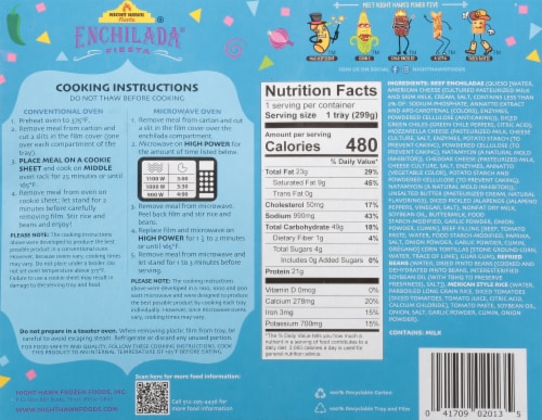 Night Hawk Fiesta® Beef Enchiladas with Queso Rice and Beans Frozen Meal Perspective: back
