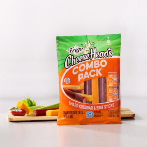Frigo® Cheese Heads® Sharp Cheddar & Beef Sticks Combo Pack Perspective: back