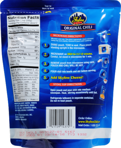 Skyline Chili® Original Microwavable Pouch Perspective: back