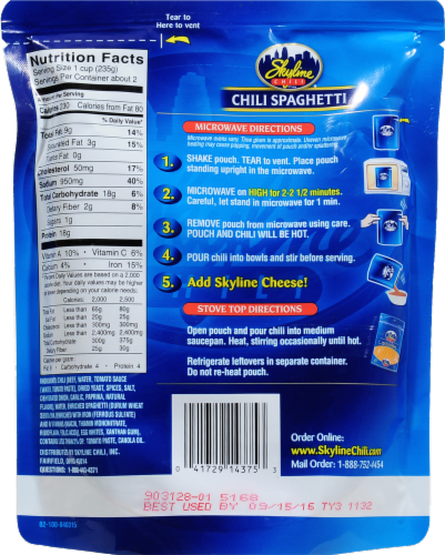 Skyline Chili® with Spaghetti Microwavable Pouch Perspective: back