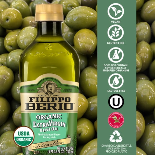 Filippo Berio Extra Virgin Organic Olive Oil 25.3 fl oz Perspective: back
