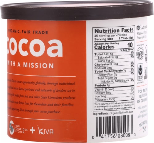 Saco Organic Baking Cocoa Perspective: back