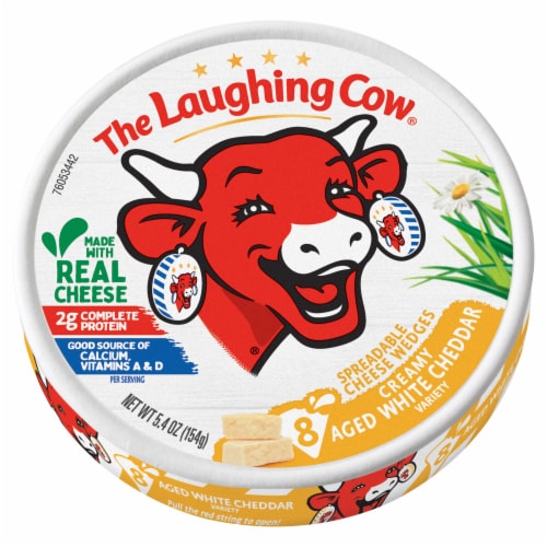 The Laughing Cow Creamy White Cheddar Flavor Spreadable Cheese Wedges Perspective: back