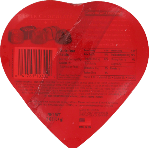 Elmer Chocolates® in Rose Bouquet Heart Shaped Valentine Candy Gift Box Perspective: back