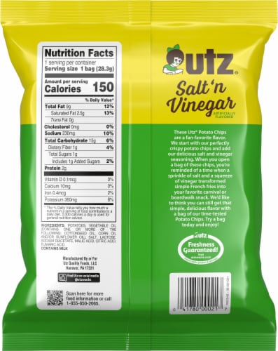 Utz® Gluten Free Salt'n Vinegar Potato Chips Perspective: back