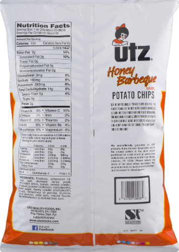 Utz Honey Barbecue Potato Chips Perspective: back
