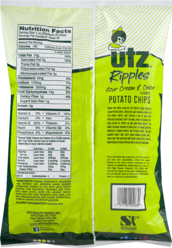 Utz Sour Cream & Onion Ripple Potato Chips Perspective: back