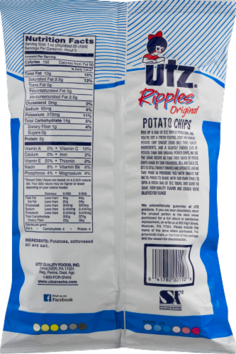 Utz Original Ripple Potato Chips, 2.875 Ounce -- 14 per case. Perspective: back