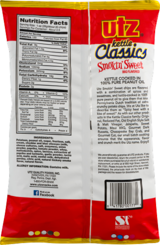 Utz Kettle Classics Smokin' Sweet BBQ Flavored Potato Chips Perspective: back
