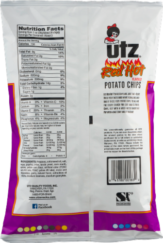 Utz Red Hot Flavored Potato Chips Perspective: back