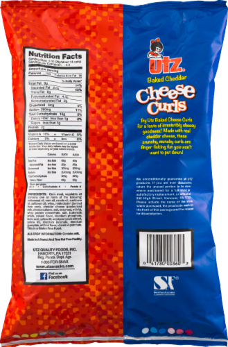 Utz Baked Cheddar Cheese Curls Perspective: back