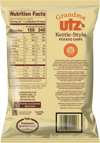 Grandma Utz's® Kettle-Style Potato Chips Perspective: back