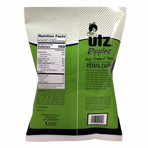 Utz Sour Cream & Onion Ripple Potato Chips Perspective: back