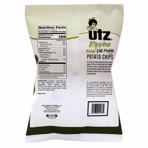 Utz Ripples Fried Dill Pickle Flavored Potato Chips Perspective: back
