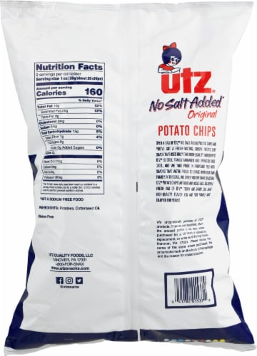 Utz® No Salt Added Original Potato Chips Perspective: back