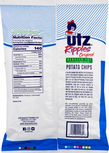 Utz Reduced Fat Ripple Potato Chips Perspective: back