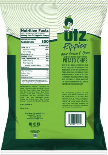 Utz® Ripples Sour Cream & Onion Potato Chips Perspective: back