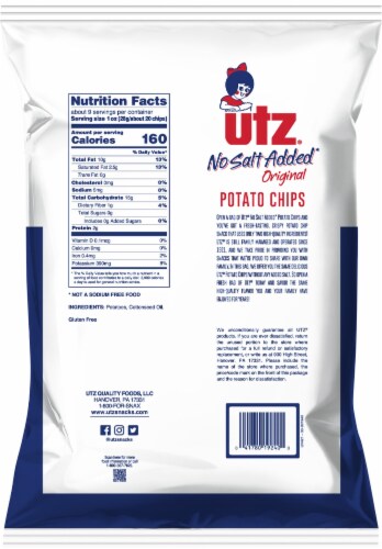 Utz® No Salt Added Original Potato Chips Perspective: back