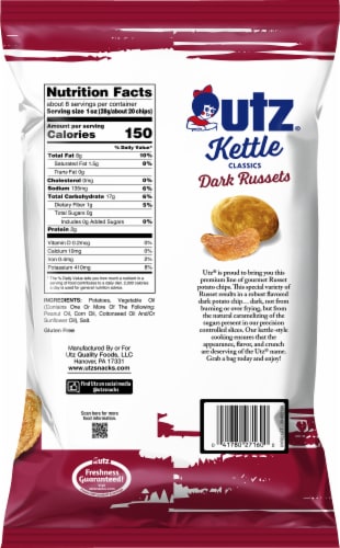 Utz® Dark Russets Kettle Classics Potato Chips Perspective: back