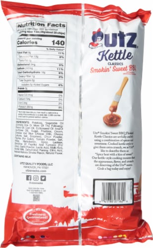 7.5 oz Utz Kettle Classics Smokin' Sweet BBQ Potato Chips Perspective: back