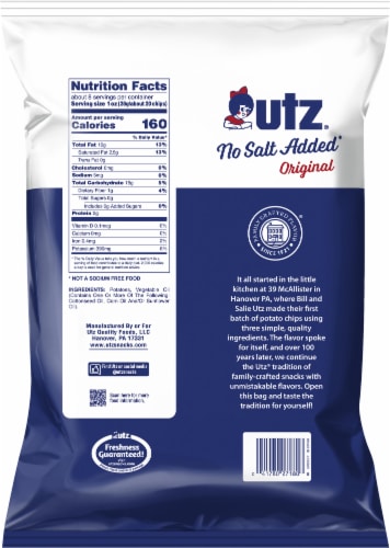 Utz® No Salt Added Potato Chips Perspective: back