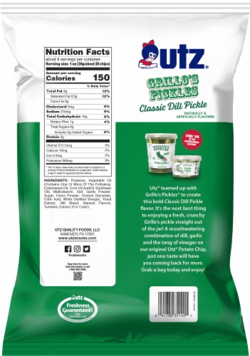 Utz® Grillo's Pickles® Classic Dill Pickle Potato Chips Perspective: back