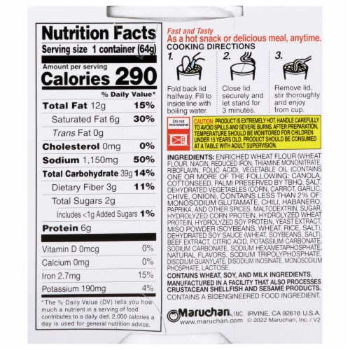 Maruchan® Instant Lunch Hot & Spicy Beef Flavor Ramen Noodle Soup Perspective: back