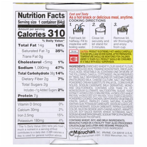 Maruchan Instant Lunch Chedder Cheese Flavor Ramen Noodle Soup Perspective: back