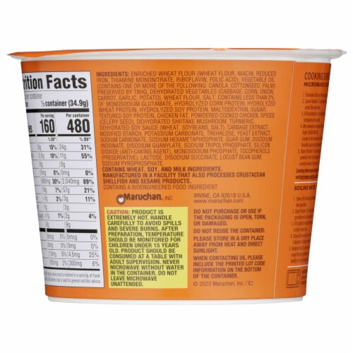 Maruchan® Chicken Flavor Wonton Ramen Noodle Soup Perspective: back