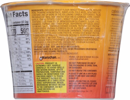 Maruchan® Hot & Spicy Chicken Flavor Wonton Ramen Noodle Soup Perspective: back