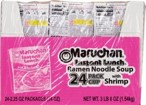 Maruchan Instant Lunch With Shrimp Ramen Noodles with Vegetables 24 Count Perspective: back