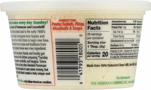 Auricchio Parmesan and Pecorino Romano Sunday Blend Cheese Perspective: back