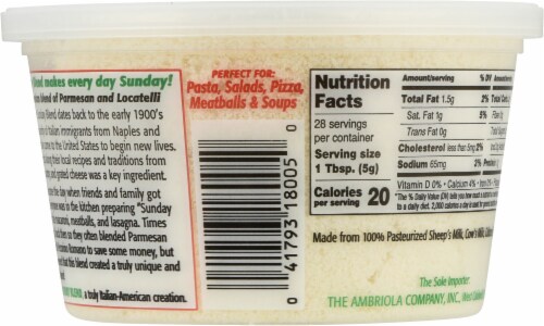 Auricchio Parmesan and Pecorino Romano Sunday Blend Cheese Perspective: back