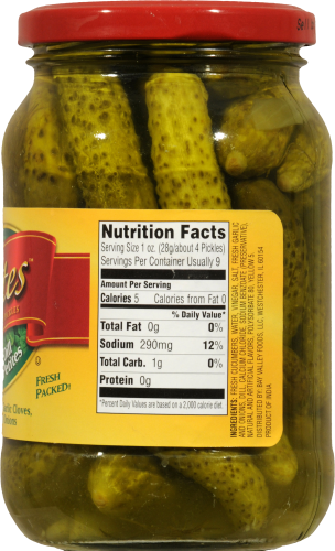 Nalley Elites Garlic Dill & Onion Petite Pickles Perspective: back