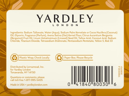 Yardley® Oatmeal and Almond Soap Bar Soap Perspective: back