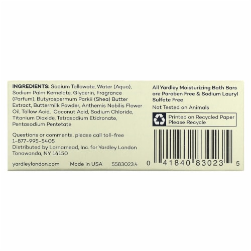 Yardley® of London Shea Buttermilk Sensitive Skin Bath Bar Perspective: back