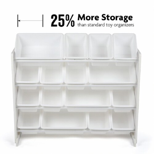 Humble Crew Cambridge Toy Storage Organizer with Storage Bins - White Perspective: back