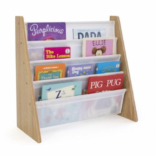 Humble Crew Journey Natural Kids Bookshelf 4 Tier Book Organizer Perspective: back