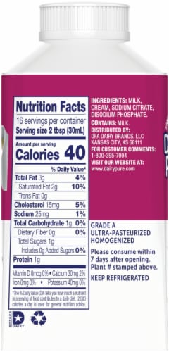 DairyPure Half & Half Ultra-Pasteurized Perspective: back